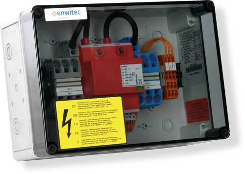 protezione da sovratensione enwitec DC tipo I+II 1 MPP, morsetti, 3 x IN/OUT, 20A