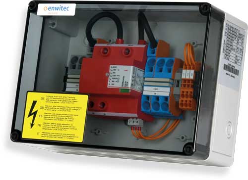protezione da sovratensione enwitec DC tipo I+II 1 MPP, morsetti, 3 x IN/OUT, 20A